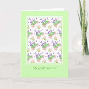  Floral 96th Birthday Greeting Kaart