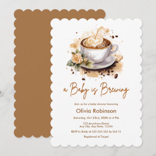 Floral A Baby brouwt bruin Baby shower Kaart