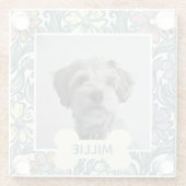 Floral Aangepaste Dog Foto Glazen Onderzetter (Achterkant)