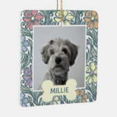  Floral Aangepaste Dog Foto Keramisch Ornament (Rechts)