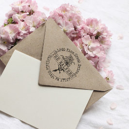 Floral Aangepaste Familienaam Retour Adres Stempel
