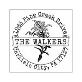 Floral Aangepaste Familienaam Retour Adres Stempel (Afrduk)