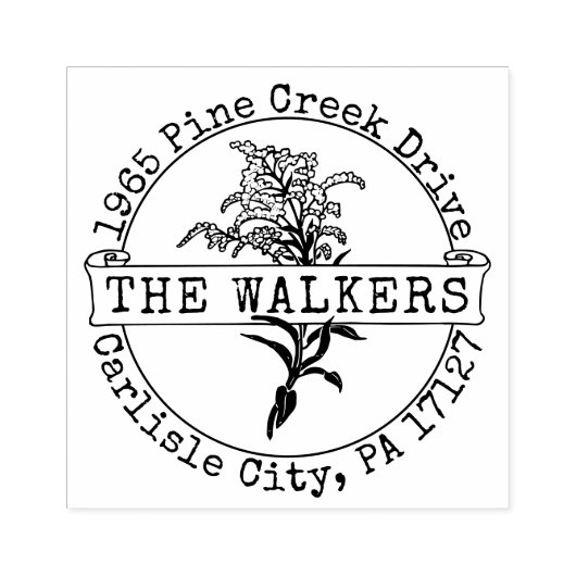 Floral Aangepaste Familienaam Retour Adres Stempel (Afrduk)