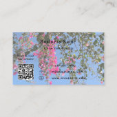 Floral aangepaste foto qr code business kortingskaartje (Achterkant)