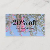 Floral aangepaste foto qr code business kortingskaartje (Voorkant)