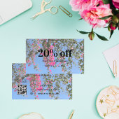 Floral aangepaste foto qr code business kortingskaartje