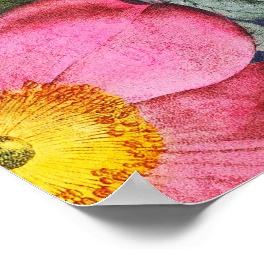  Floral Aangepaste Naam Birthday Gift Blue Poster (Hoek)