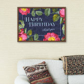  Floral Aangepaste Naam Birthday Gift Blue Poster