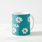 Floral aangepaste naam Blauwgroen Koffiemok (Voorkant rechts)
