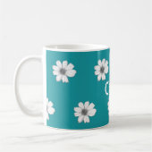 Floral aangepaste naam Blauwgroen Koffiemok (Links)
