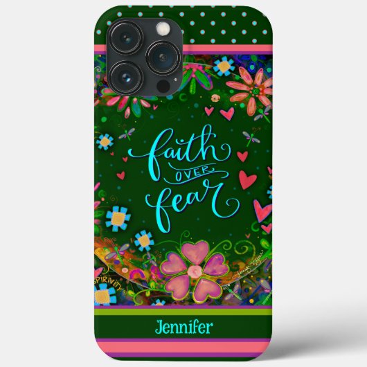 Floral aangepaste naam  geloofscitaat Case-Mate iPhone case (Achterkant)