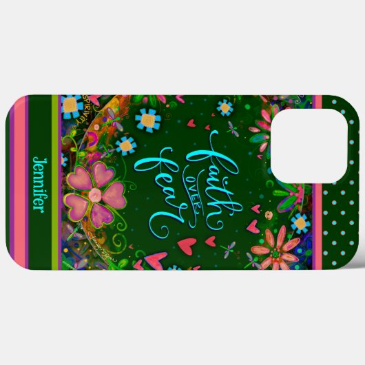 Floral aangepaste naam  geloofscitaat Case-Mate iPhone case (Achterkant (horizontaal))