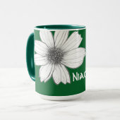 Floral Aangepaste naam groen Mok (Voorkant links)