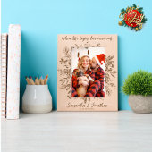 Floral Aangepaste Naam Paar Kerstfoto Keepsake Gegraveerde Lijstjes