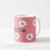 Floral Aangepaste naam roze Koffiemok (Voorkant rechts)