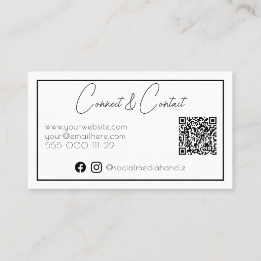 Floral  aangepaste QR-code Visitekaartje (Achterkant)