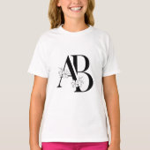 Floral AB Initiaal monogram T-shirt (Voorkant)