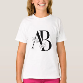 Floral AB Initiaal monogram T-shirt