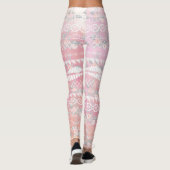 Floral Abstract Aztec Tribal Coral Pink Patroon Leggings (Achterkant)