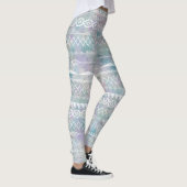 Floral Abstract Aztec Tribal Paars Blue Pattern Leggings (Rechts)