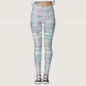 Floral Abstract Aztec Tribal Paars Blue Pattern Leggings (Voorkant)