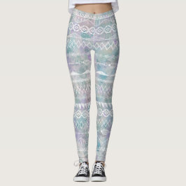 Floral Abstract Aztec Tribal Paars Blue Pattern Leggings