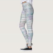 Floral Abstract Aztec Tribal Paars Blue Pattern Leggings (Links)