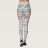 Floral Abstract Aztec Tribal Paars Roze Patroon Leggings (Achterkant)