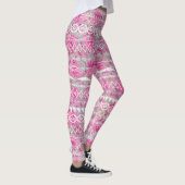 Floral Abstract Aztec Tribal Paars Roze Patroon Leggings (Rechts)