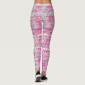 Floral Abstract Aztec Tribal Paars Roze Patroon Leggings (Achterkant)