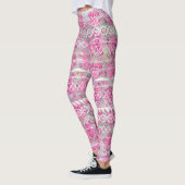 Floral Abstract Aztec Tribal Paars Roze Patroon Leggings (Links)