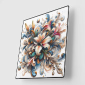 Floral Abstract Design met Lily bij zonsopgang Vierkante Klok (Hoek)