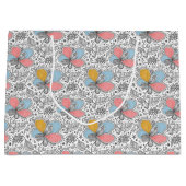 Floral Abstract Doodle Art Style Pink Blue Yellow Groot Cadeauzakje (Voorkant)