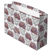 Floral Abstract Doodle Art Style Pink Purple Groot Cadeauzakje (Achterkant Gekanteld)