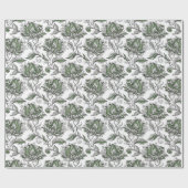 Floral Abstract Doodle Art Style Shades of Green Cadeaupapier (Vlak)