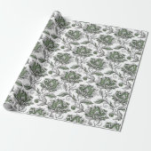 Floral Abstract Doodle Art Style Shades of Green Cadeaupapier (Uitgerold)