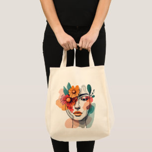 Floral Abstract Face Art Canvas tas