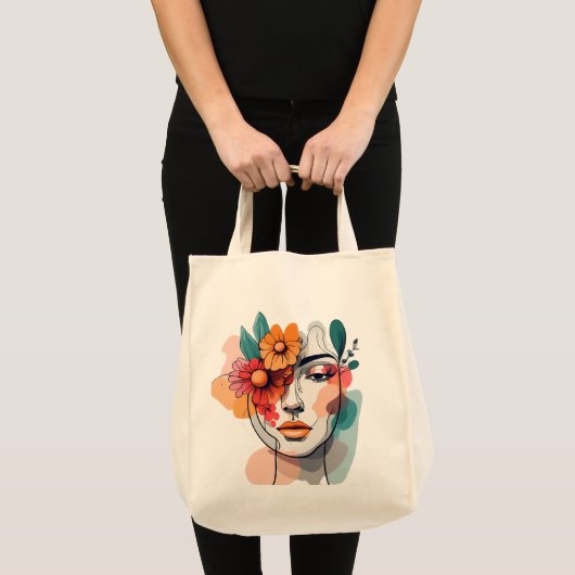 Floral Abstract Face Art Canvas tas (Voorkant (product))