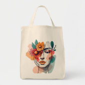 Floral Abstract Face Art Canvas tas (Voorkant)
