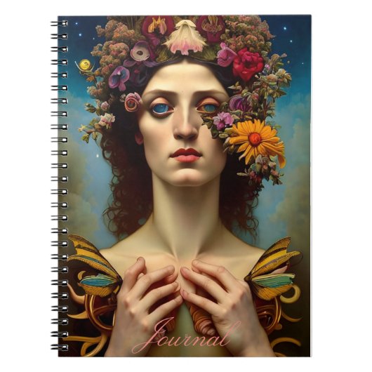 Floral Abstract Fantasy Vrouw Journal Notitieboek (Voorkant)