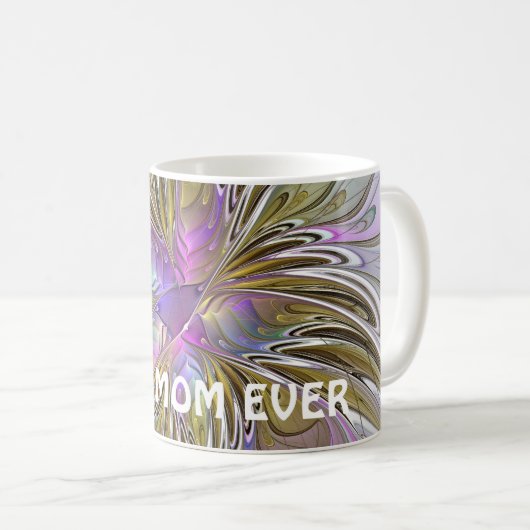 Floral Abstract fractal met roze en gouden beste m Koffiemok (Voorkant rechts)