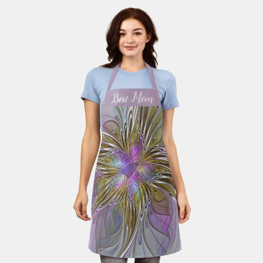 Floral Abstract fractal met roze en gouden beste m Schort (Gedragen)