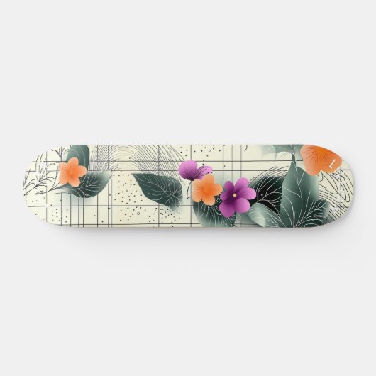 Floral Abstract Grid Schaats Deck Persoonlijk Skateboard (Horizontaal)