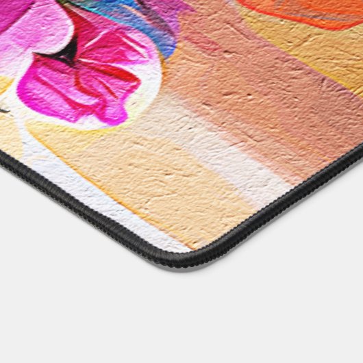 Floral Abstract Kunst Oranje Rode Blauwe Bloemen Bureaumat (Hoek)