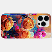 Floral Abstract Kunst Oranje Rode Blauwe Bloemen Case-Mate iPhone Case (Achterkant (horizontaal))