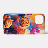 Floral Abstract Kunst Oranje Rode Blauwe Bloemen Case-Mate iPhone Case (Achterkant (horizontaal))
