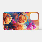 Floral Abstract Kunst Oranje Rode Blauwe Bloemen Case-Mate iPhone Case (Achterkant (horizontaal))