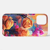 Floral Abstract Kunst Oranje Rode Blauwe Bloemen Case-Mate iPhone Case (Achterkant (horizontaal))