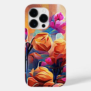 Floral Abstract Kunst Oranje Rode Blauwe Bloemen Case-Mate iPhone 14 Pro Hoesje
