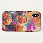 Floral Abstract Kunst Oranje Rode Blauwe Bloemen Case-Mate iPhone Case (Achterkant (horizontaal))